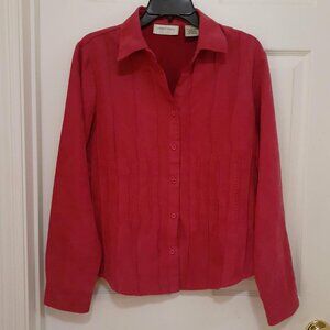 LEMON GRASS Women's Button Up Long Sleeve Micro Faux Suede Shirt